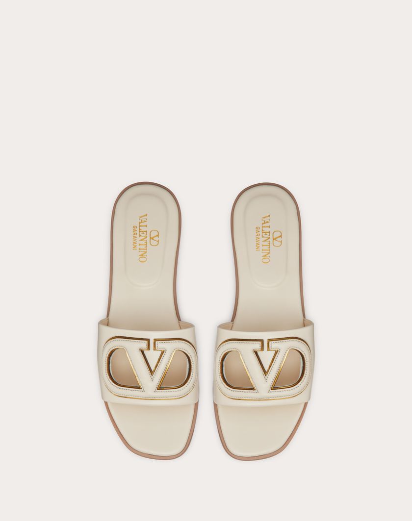 VLOGO CUT-OUT CALFSKIN SLIDE SANDAL - Image 3